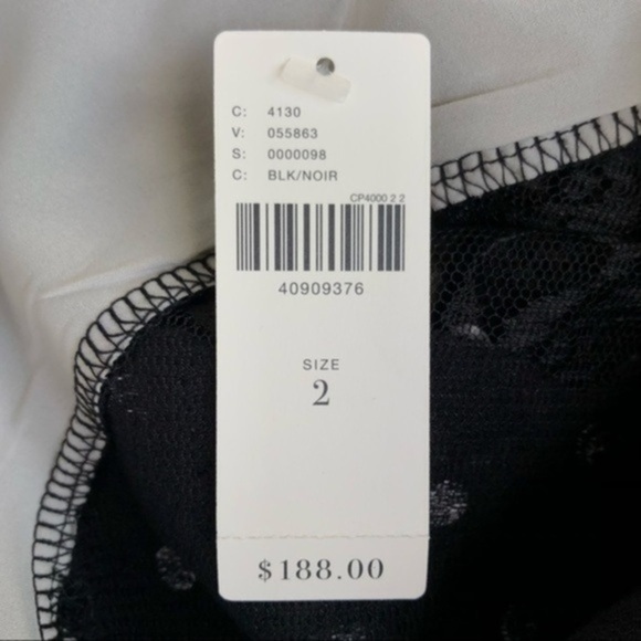 Anthropologie 02Sky Lace Polka Dot Ruched NWT Black White 3/4 Sleeve Dress 👗 - Picture 9 of 14